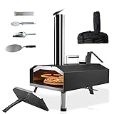 KitchenBoss Pizzaofen Outdoor Pizzaöfen Tragbar: Edelstahl Pizza-Backofen, Holzpellet angeheizter...