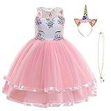 URAQT Mädchen Prinzessin Kleid, Mädchen Einhorn Cosplay Karneval Verkleidung Party Hochzeit...