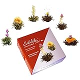 Creano Teeblumen Mix – Erblühtee in edler Geschenkbox - Weißer & Schwarzer Tee (6 Verschiedene...