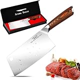 Aroma House Hackmesser, Chinesisches Kochmesser 7 Zoll - Hack Messer Hochwertigem Edelstahl Hackbeil...