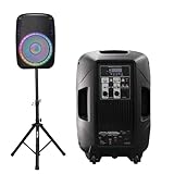 TUMAN Pro Tragbares 15-Zoll-PA-Lautsprechersystem DJ Verstärkter Lautsprecher mit Ständer...