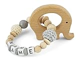 kleinerStorch Baby Holz Rassel personalisiert mit Namen | VIELE MODELLE | Mädchen & Jungen...