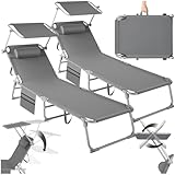 tectake® 2er Set Sonnenliege klappbar und tragbar, Liege mit Seitentasche, Strandliege, Gartenliege...