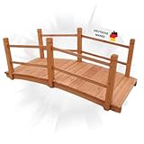 DELUKE® Holzbrücke mit Geländer Milan Braun | 140x60x56cm | Gartenbrücke Teichbrücke Holzsteg...