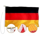 Lixure Bootsfahne Deutschland 40 x 60 cm Deutschland 220D Nylon 3Lagen Fahne mit Seil- doppelt...