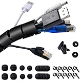 Garrulo Kabelschlauch Schwarz Selbstschließend 3M, Flexibel Kabelkanal mit 10* Silikon...