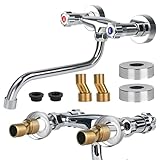 Rzspher Wand-Zweigriffmischer aus Messing, 360° Schwenkbarer Spültisch, Warm und...