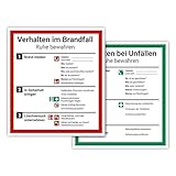 LabelDay Schilderplakat, Brandverhalten und Unfallverhalten im Set, 18 x 20 cm, mit UV-Schutz,...