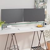 Fasba TV-Tisch/Bildschirmerhöhung Glas Transparent 110x30x13 cm, TV-Board Fernsehtisch Lowboard...