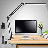 Schreibtischlampe LED,15W Dimmbar Klemmbar Tischlampe Bürolampe,Verstellbarem Arm Faltbar,3...