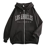 Bedruckte Sweatjacke Damen Baggy Elastische Hoodies Mit Kordelzug Sport Jacke Mit Reißverschluss...