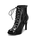 bbruriy Peep Toe Ankle Booties für Frauen Mesh High Heel Stiletto Schnürpumps Mode Kurze Stiefel...