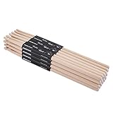 Suwimut 12 Paare 5A Drumsticks, klassische Ahorn Holz Drum Sticks für Kinder und Erwachsene, Oval...