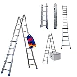 PROREGAL Sprossen-Mehrzweckleiter Apollo 3-in-1 Aluminiumleiter 4x5 Sprossen bis zu 4,8m Höhe...