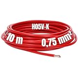 Kalitec 10 Meter H05V-K 0,75 mm² rot Verdrahtungsleitung I Aderleitung I PVC Einzelader I Litze...