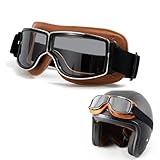 Motorradbrille PU Leder Sonnenbrillen Retro Radbrille Helmbrille Fliegerbrille Herren Crossbrille...