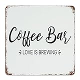 Retro Metall-Blechschild Coffee Bar Love Is Brewing Room Dekor für Männer Garagenschilder für...