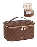 Prite Groß Kosmetiktasche für Damen Reise Kulturtasche aus Wasserdichtem Leder Tragbare...