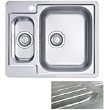 VBChome Edelstahlspüle 62x50 cm Satinstruktur Spülbecken mit Hahnloch Links 1,5 Becken...