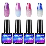 4Pcs Farbwechsel UV Gel Nagellack Set - Soak Off Lang Anhaltende Glänzende Schellack Kunst...