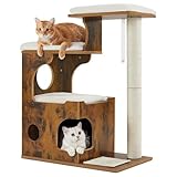 Feandrea Kratzbaum, 86 cm hoher Katzenbaum, Spanplatten-Katzenkratzbaum, mit Höhle, Liegeflächen,...