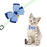 Dagslys Katzenhalsband mit Glöckchen, verstellbares Haustierhalsband, Breakaway, marineblau, weiß,...
