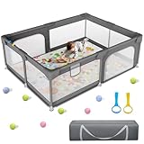 JIKPO Laufstall Baby 180x150cm, Stabiler Sicherheits Extragroßer Laufgitter für Babys und...