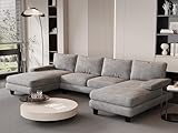 JUMMICO Ecksofa mit Schlaffunktion, Wohnlandschaft Eckcouch Sofa mit Abnehmbarer Sofabezug, U-Form...