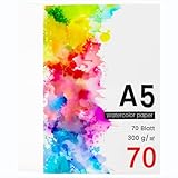 Aquarellpapier A5 – 70 Blatt hochwertiges Aquarellpapier 300g/m² – Säurefreies Watercolor...