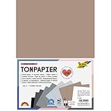 folia 6498 - Tonpapier SHADES OF GREY, DIN A4, Block mit 130 g/m² Tonzeichenpapier, 100 Blatt in 6...