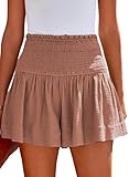 Tincini Shorts Damen Sommer Baumwolle Elastisch High Waist Kurze Hosen Causal Rüschen Strandshorts...