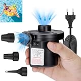 JIZZU Elektrische Luftpumpe, 2 in 1 Inflate Deflate Luftpumpe, Pumpe Luftmatratze mit 3 Düsen,...