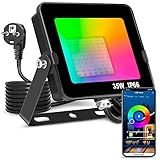 LED Strahler 35W Smart RGB Farbwechsel Flutlichter Bluetooth APP Control IP66 Wasserdichtes...