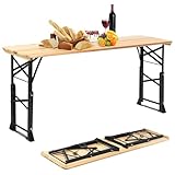 COSTWAY Bierzelttisch 168,5 cm höhenverstellbar, klappbarer Biertisch mit Schirmloch, Buffettisch,...