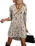 SweatyRocks Blusenkleid Damen Langarm Tunikakleid Midi Leo Kleid Hemdblusenkleid Elegant Herbstkleid...