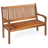 COSTWAY Gartenbank Holz, Holzbank wetterfest, Sitzbank für 2-3 Sitzer, Balkonbank aus Akazienholz...