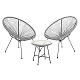 SVITA Bali Balkon-Möbel 3-TLG. Polyrattan Lounge-Set Balkon-Set Grau