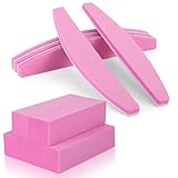 Xinstroe 10 Stück Nagelfeilen Buffer, Doppelseitige 100/180, Nagel Block Weiß Polierblock (rosa,...