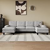 Flamaker Ecksofa mit Schlaffunktion, 292cm*111cm* 92cm Sofa mit 4 Kissen, U-Shape Sofa mit...