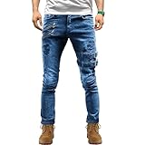 Aosufei Herren-Jogginghose, lässig, bequem, zerrissene Jogginghose, Skinny, Harems,...