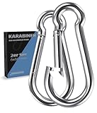 GARSIDURO® Karabinerhaken | 2er Set 6x60 mm | Stahl Verzinkt DIN 5299 | Feuerwehr Karabiner Mit...