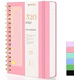 Smarpau A5 Spiral Notizbuch Liniert, Hardcover PVC Notizbuch Ringbuch Notizblock mit 320 Seiten...