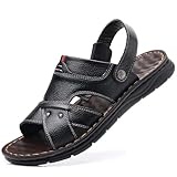 Herrensandalen Leder Dicke Sohle Große Strandschuhe Sommer Oberbekleidung Vater Anti-Rutsch...