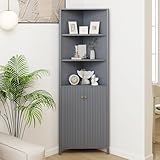 COSTWAY Küchenschrank schmal, Eckschrank mit 2 Türen und 5 Ablagen, 172,5 cm hoch, dreieckiger...