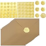 50x Briefumschläge Kraftpapier mit 50 Siegel Selbstklebend Briefumschlag Aufkleber,Briefkuvert...