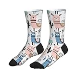 Cartoon-Lama Unisex Arbeitssocken Freizeit Wandersocken Hautfreundlich Tennissocken Für Fussball...