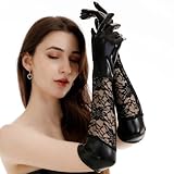 NUEAYMS 2 x elegante schwarze Handschuhe mit luxuriöser Haptik, modische Fäustlinge für Partys...