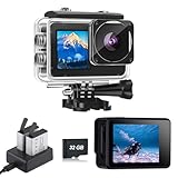 Xilecam Dual Screen Action Cam 1080P 32 GB Karte wasserdichte Kamera, 4 x Zoom, 131 Fuß (40 m),...