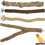 4 Stück Natur Sitzstangen Set für Vögel, Naturholzstangen Vogelständer Vogelzubehör sitzstangen...