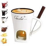 Schokoladenfondue Tasse mit Gabeln, Schokoladenschmelz becher, Keramik-Butterwärmer-Topf-Set,...